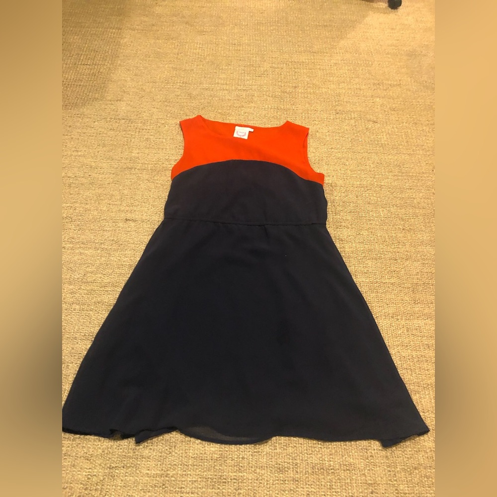 orange and blue varsity dress